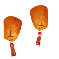 手绘-七夕氛围元素-孔明灯