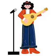 手绘-扁平风职业形象人物-歌手