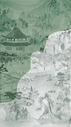 中国风中式建筑底纹背景图片