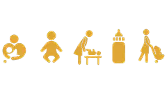 常规内容-图标系列扁平风母婴标志妈妈照顾小孩动作图标元素组合