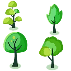 卡通扁平植物大树插画元素4