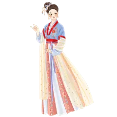 手绘-中国风汉服人物插画贴纸9