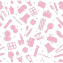 常规内容-图标系列扁平风粉色多个化妆品元素组合