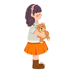 手绘风-人物插画贴纸-女孩