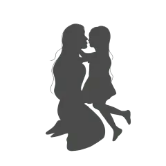 手绘亲情母亲节剪影插画