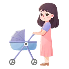 高质量人物插画-妈妈推车