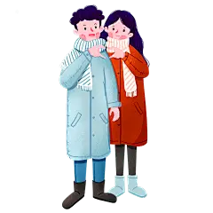 手绘-情侣比心人物插画2