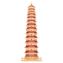 手绘-中国风文化建筑创意贴纸1