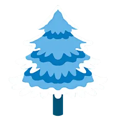手绘冬季蓝色松树积雪贴纸