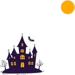 万圣节手绘万圣节城堡树枝元素