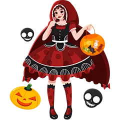 万圣节人物插画-披斗篷的魔女