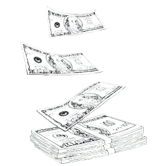 手绘-美元纸币金融理财元素贴纸4