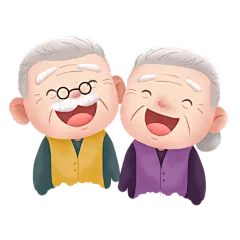 卡通感重阳节老人元素贴纸