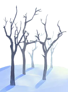 冬天通用手绘枯树积雪元素贴纸