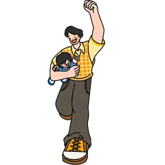 父亲节通用扁平粗描边人物元素