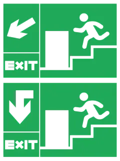 常规扁平绿色逃生指示图标元素素材