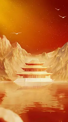 建军建党党政风光影金属山脉建筑背景