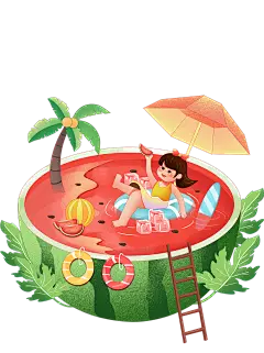 夏季果蔬系列通用西瓜场景元素贴纸