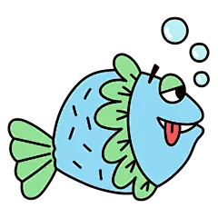 手绘-可爱动物动作贴纸SVG-鱼