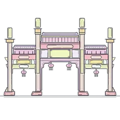 中国地标建筑-扁平风-老东门