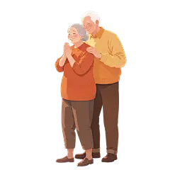 重阳节温馨感插画人物元素