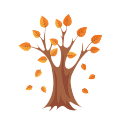 手绘-秋天元素-树木