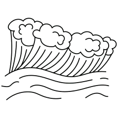 手绘-线性矢量简笔画浪花贴纸1