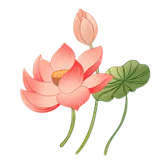 中国风国庆节荷花元素贴纸