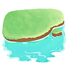 卡通感池塘草地元素贴纸