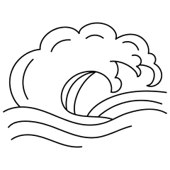 手绘-线性矢量简笔画浪花贴纸9