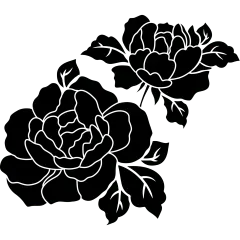 植物系列简约风黑色牡丹花剪影元素