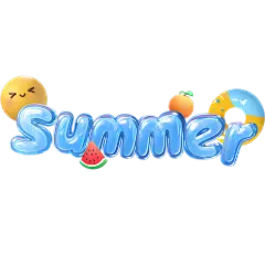 夏天通用3D冰块艺术字贴纸元素素材