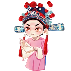 手绘京剧旦角文化人物创意贴纸