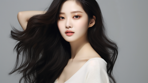 干净青年女人完美皮肤自然美纯净背景分离肖像人的眼睛欢乐_美女图片微信头像