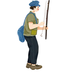 扁平-钓鱼人物常规贴纸