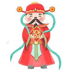 中国风春节财神爷元素贴纸
