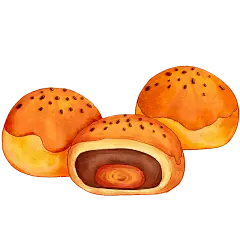 手绘蛋黄月饼中秋各地食物元素
