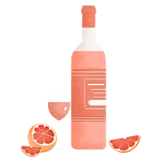 手绘-果酒酒杯酒瓶组合-西柚