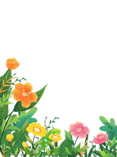 植物系列插画风花草边框元素