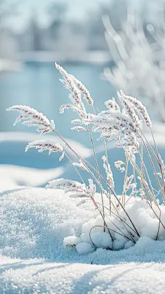 立冬实景感雪花树叶背景