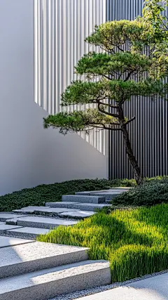 建筑系列通用庭院一角树木图片
