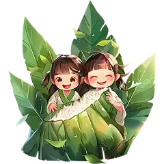端午节通用插画粽子人物元素素材