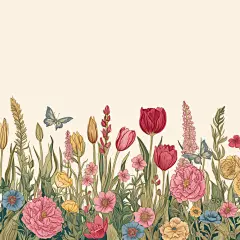 常规内容-背景系列插画风花丛背景