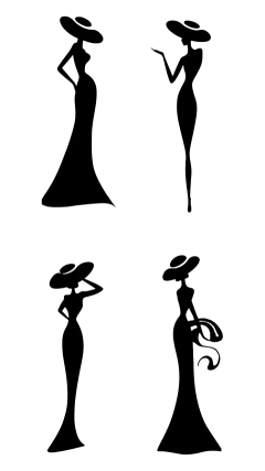 常规内容-人物系列黑色矢量美女女士剪影人物元素