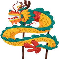 春节手绘卡通插画-舞龙