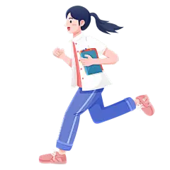 卡通感女孩奔跑元素贴纸