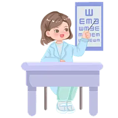 手绘风-视力检查插画素材贴纸-医生