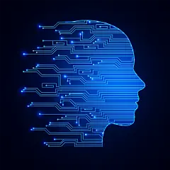 常规内容-科技风系列扁平风蓝色人头科技光效背景