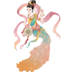 敦煌写实插画飞天仙女人物元素素材