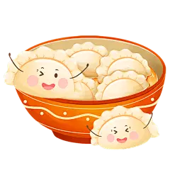 可爱小年饺子元素贴纸